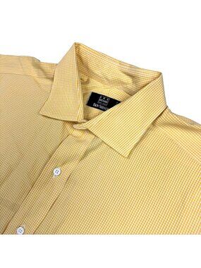 Ike Behr x Ben Silver Men’s Cotton L/S Dress Shirt Yellow Check • 16.5 34